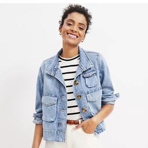 LOFT denim utility jacket in light indigo wash